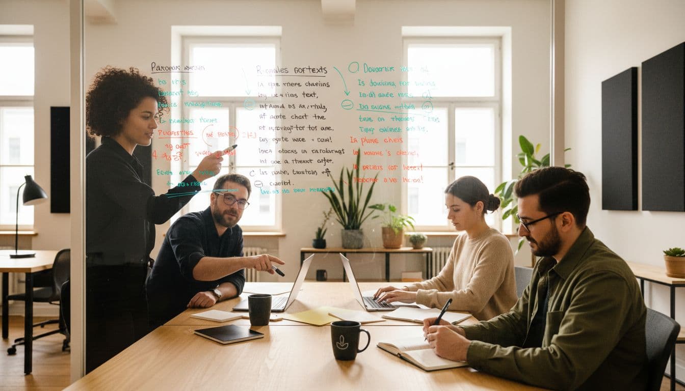 equipo de escritura creativa en la oficina