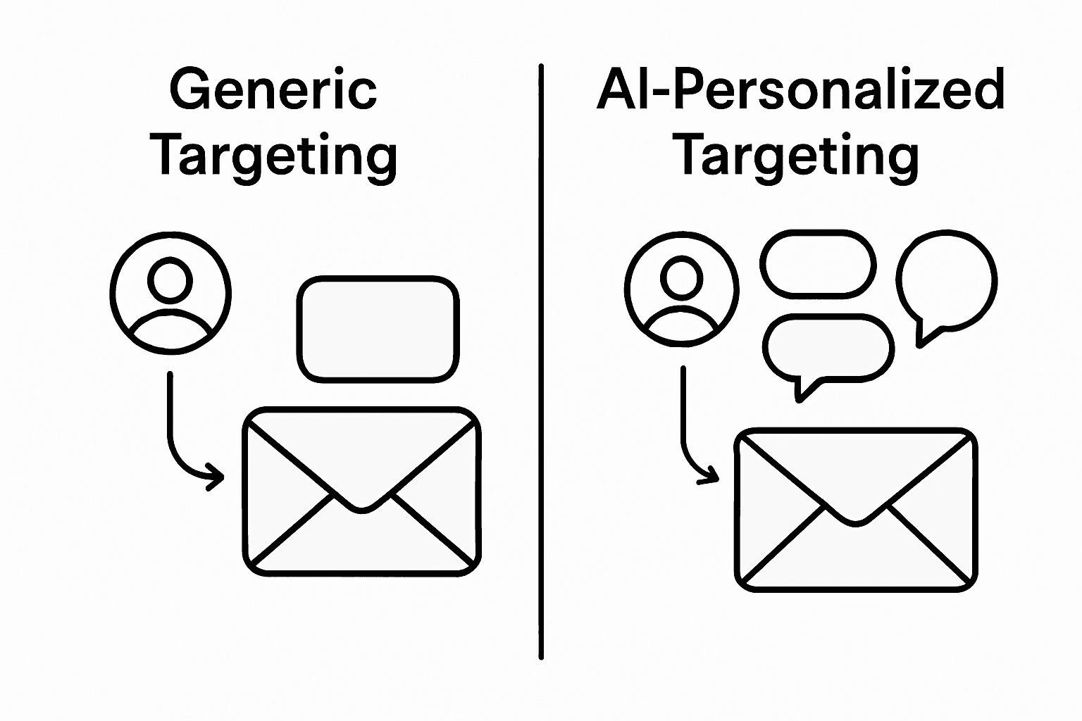 Infografica che confronta il targeting generico e quello personalizzato dallIA