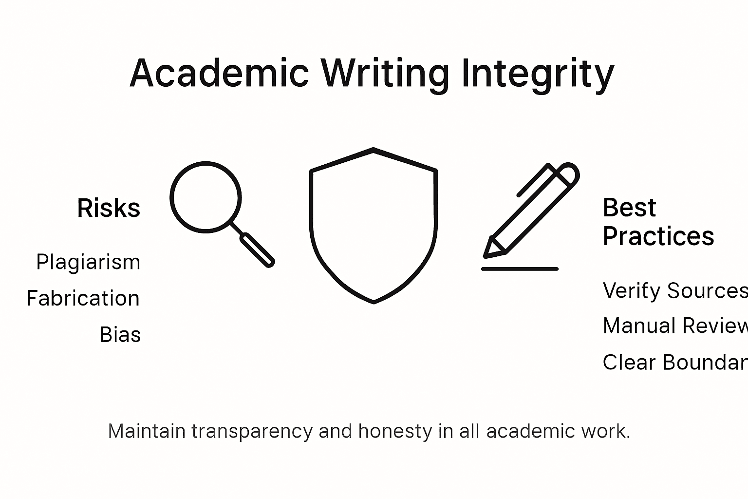Infografía sobre riesgos y prácticas de integridad en la escritura académica