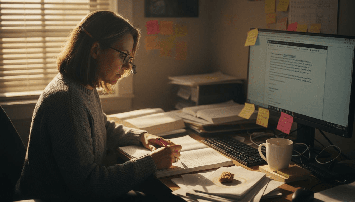 Editor revisando informe en busca de signos de plagio