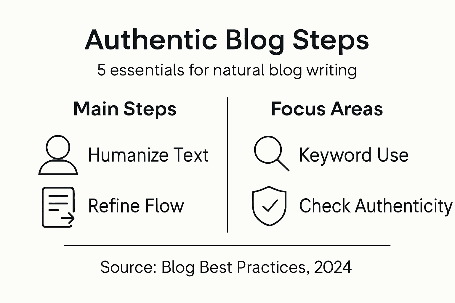 Infographie des cinq étapes pour un blogging authentique