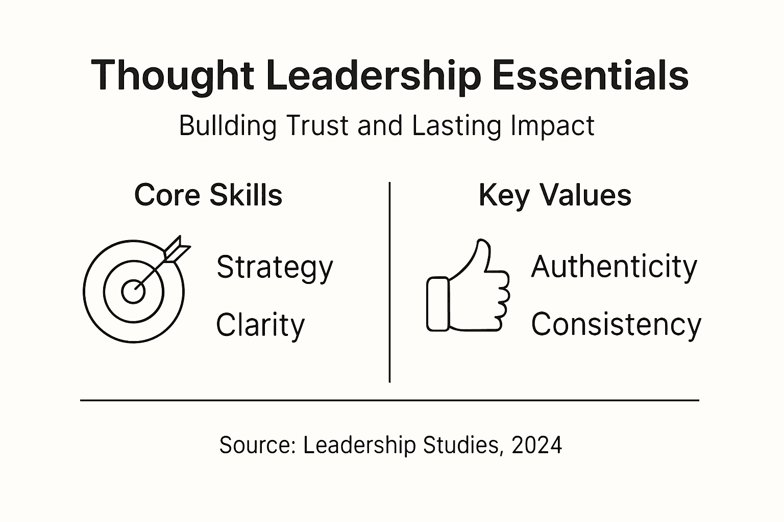 Infografik, die Thought Leadership-Fähigkeiten und -Werte umreißt