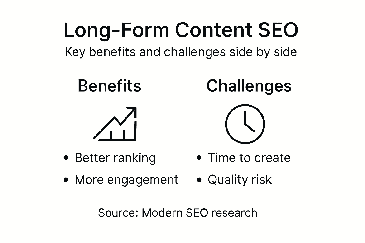 Infographie comparant les avantages et les défis du SEO