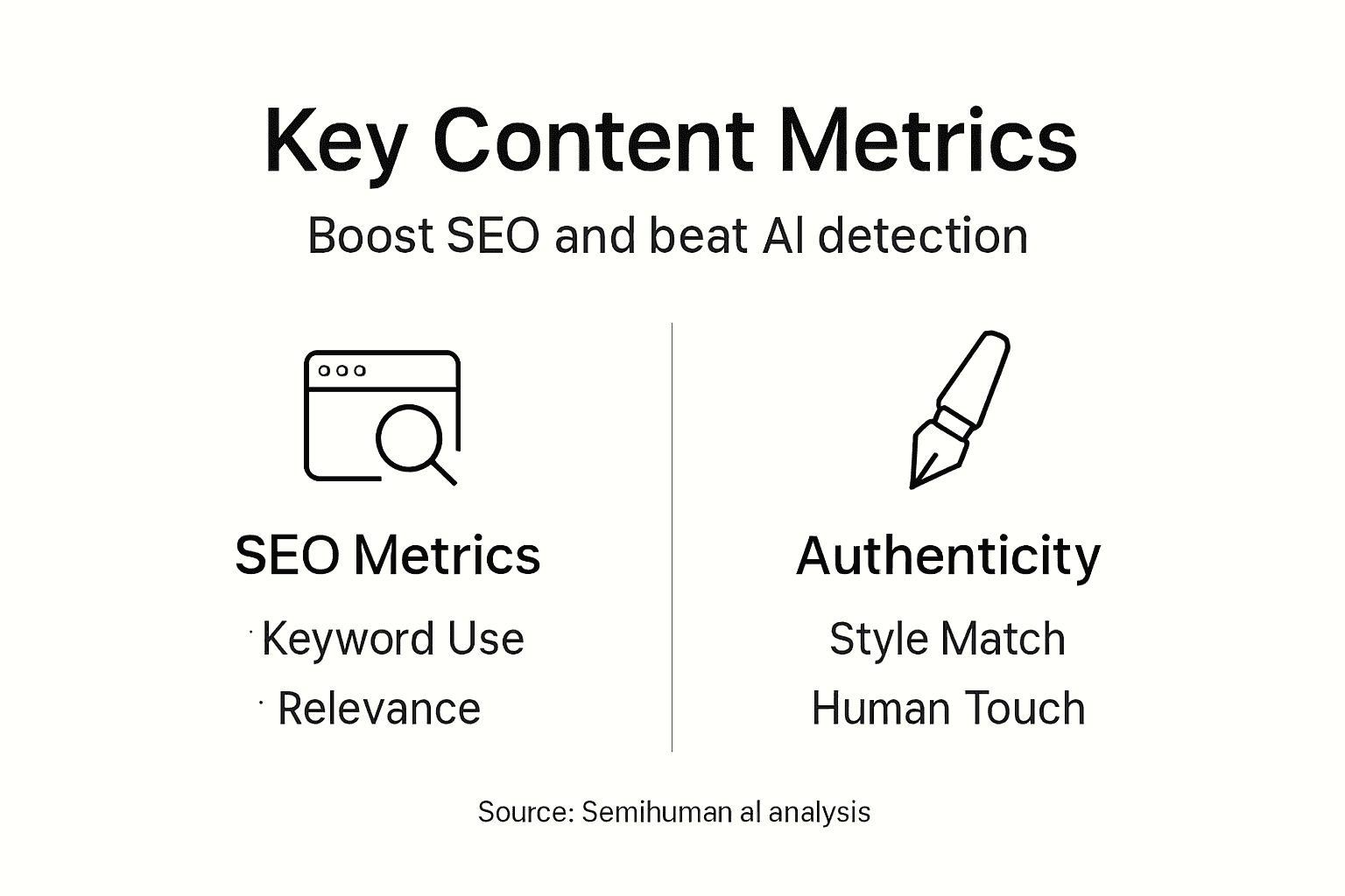InfografÃa destacando métricas clave de contenido y IA