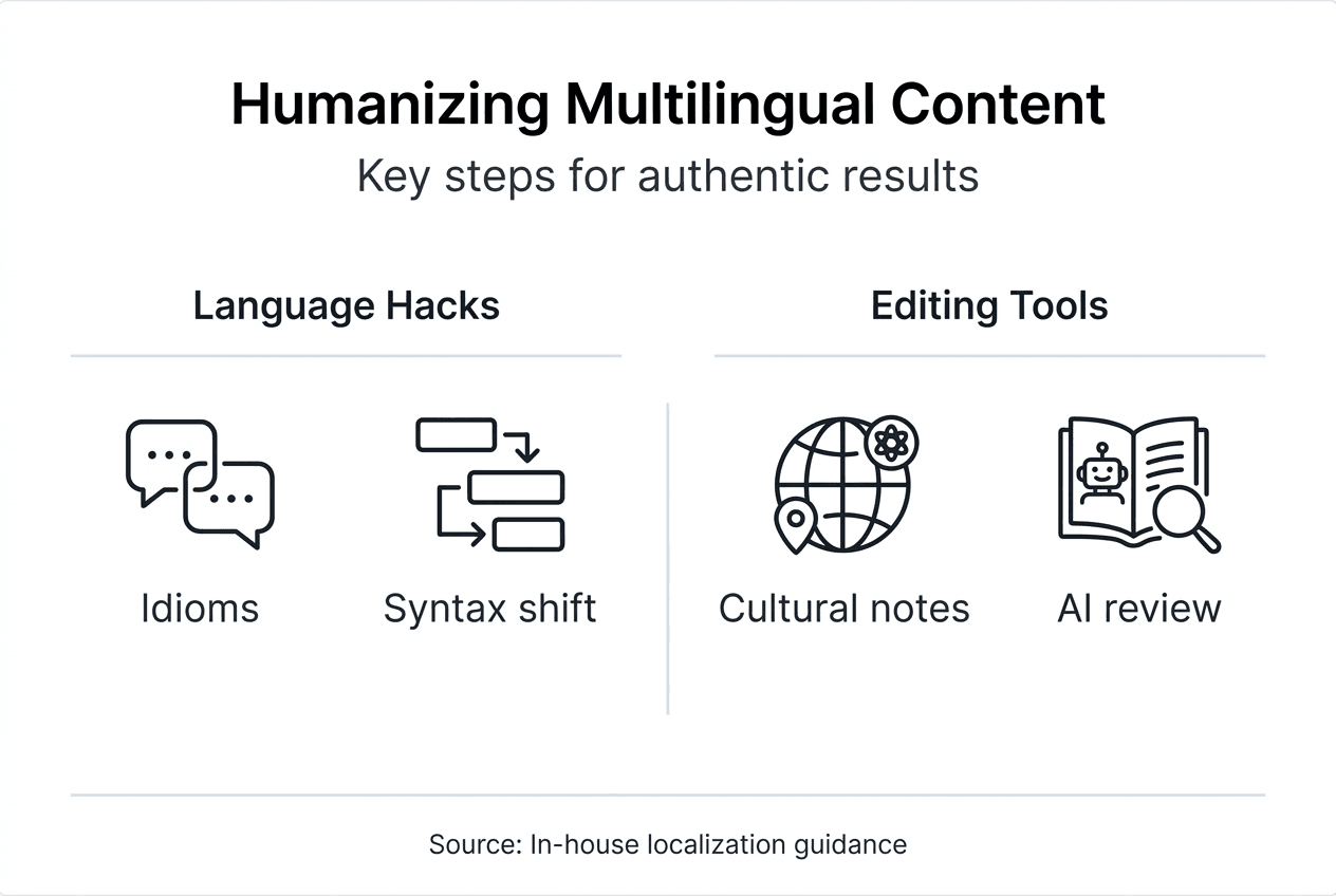 InfografÃa de técnicas para humanizar contenido multilingüe