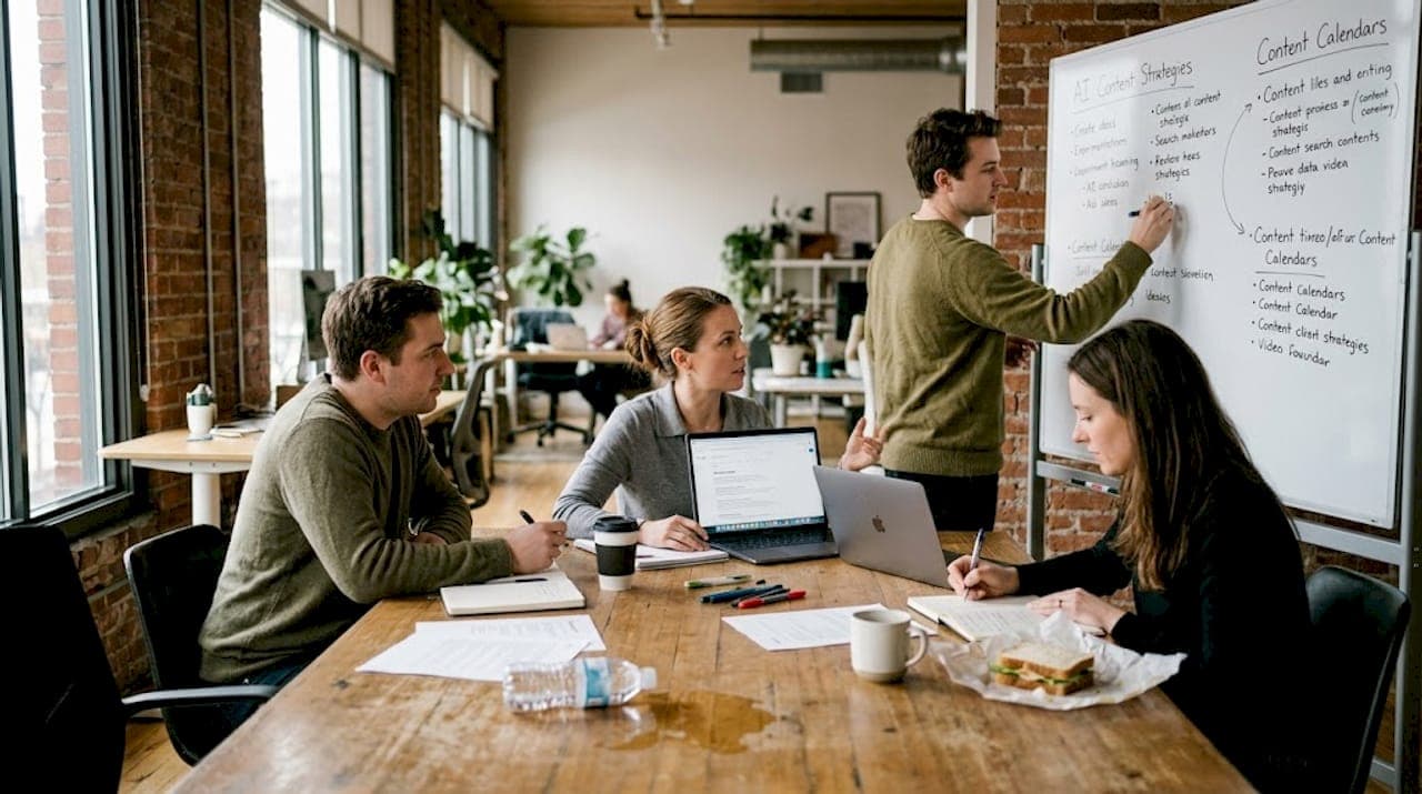 Team collaborates on ai content strategy