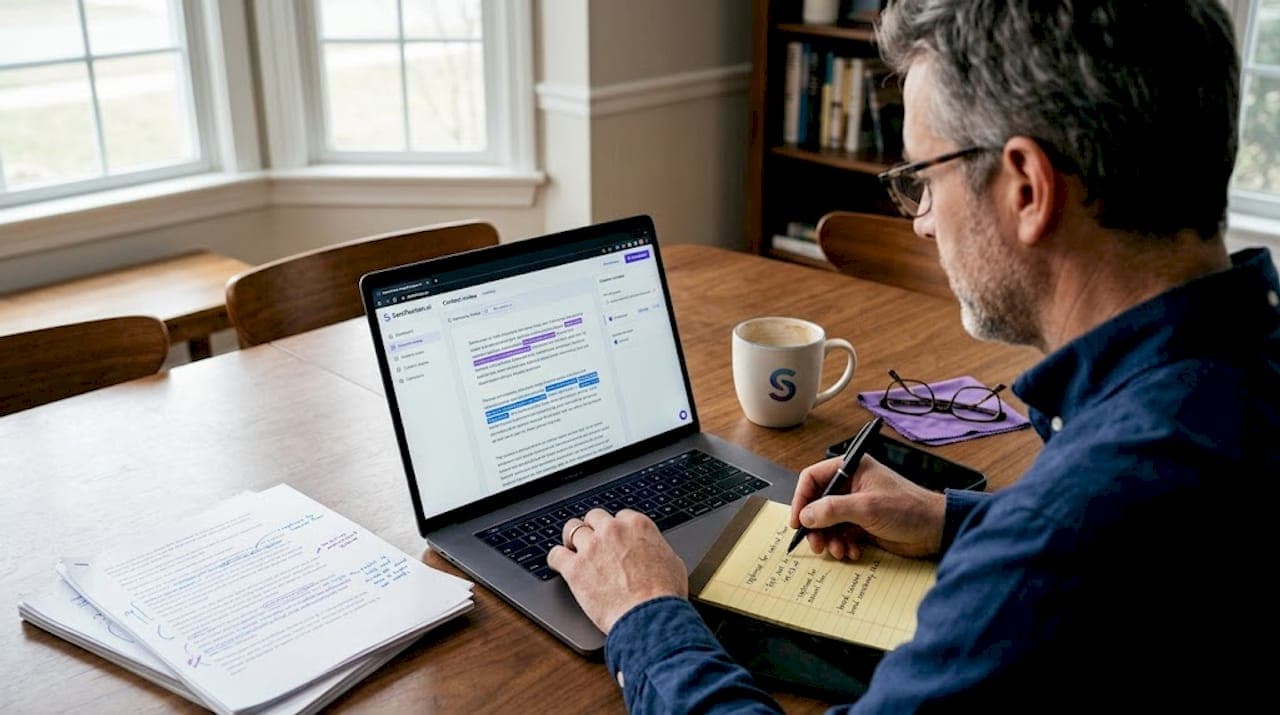 Editor reviewing flagged AI-generated content