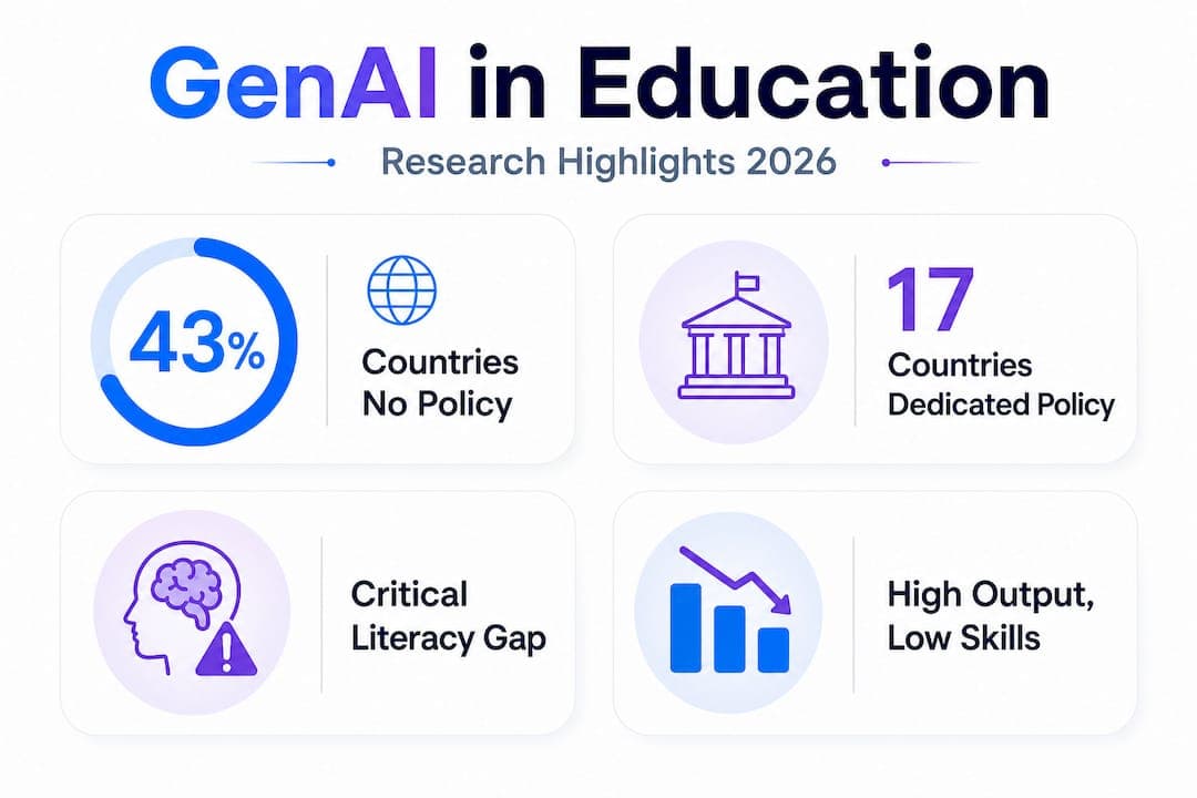 Infografía con estadísticas sobre la investigación de la IA generativa en la educación
