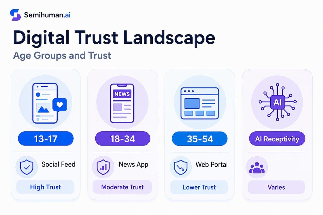 Infographic showing trust across age groups