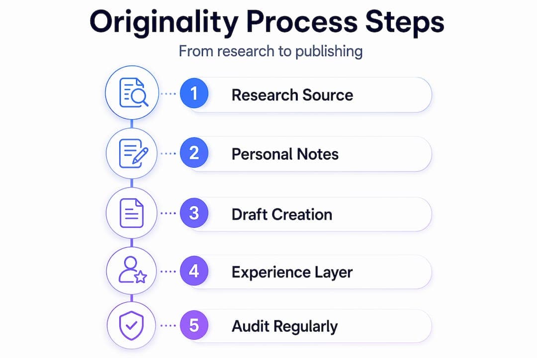 Infografía que muestra los pasos para crear contenido original
