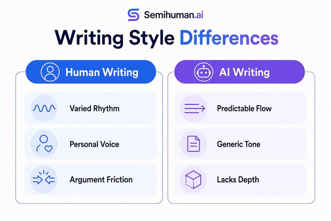 Infographie comparant les styles décriture humain et de lIA