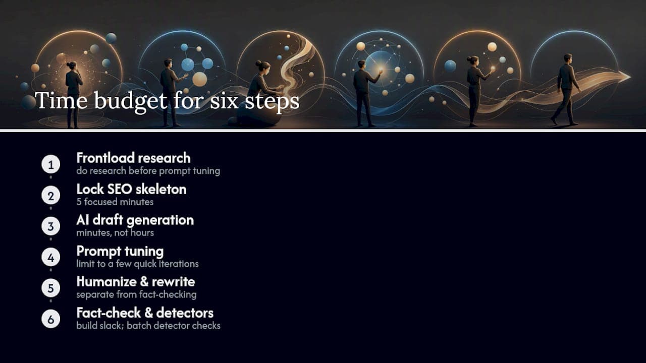 Diagram of AI content workflow time budgeting steps
