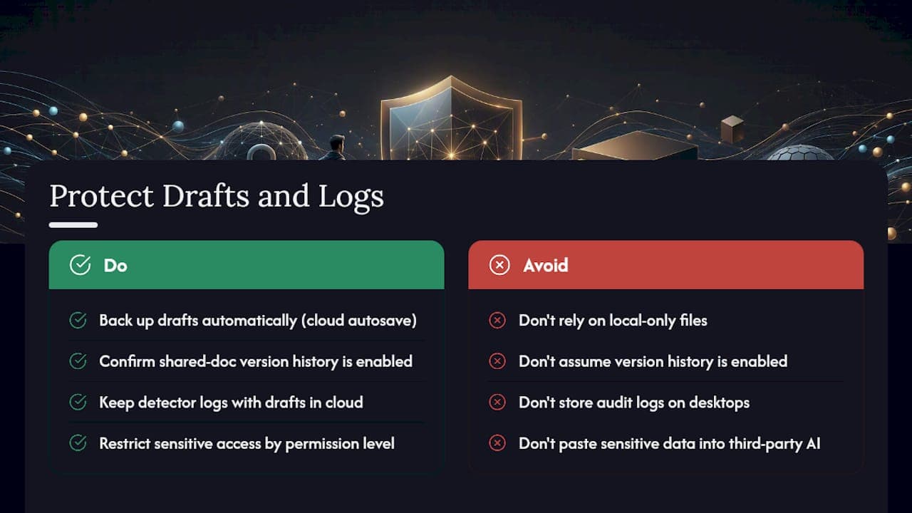 How Should You Protect Drafts, Notes, and Detector Logs? — overview diagram