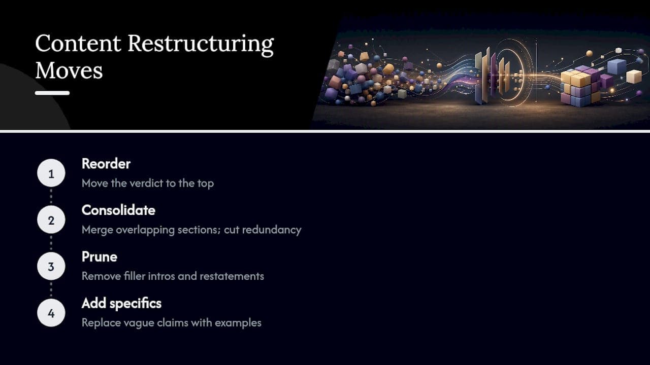 Four content restructuring methods diagram