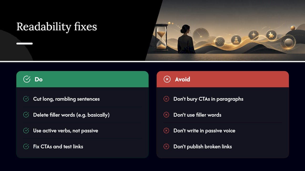 Editing Mistakes That Quietly Kill Readability — overview diagram