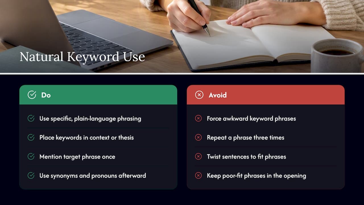 Integrating keywords naturally without breaking the flow — overview diagram